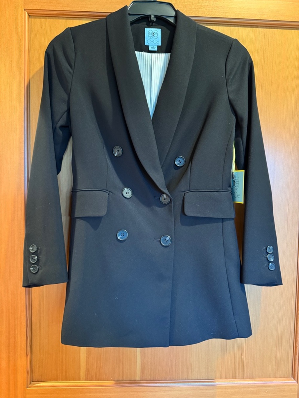 NWT-CeCe Black Double-Breasted Shawl Collar Blazer